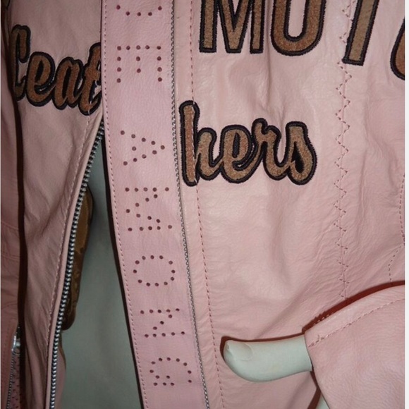 ICON Moto Leathers SMALL Motorcycle Jacket Pink Leather Full Zip Lined - Picture 3 of 10